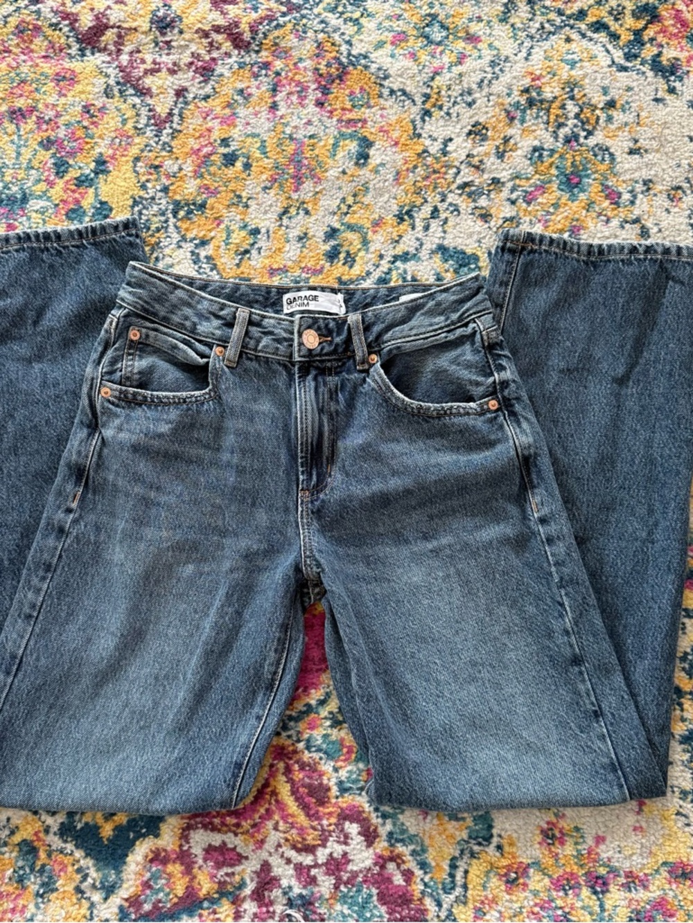 Garage Mid Rise Straight Leg Jeans Vintage Wash Y2K Denim